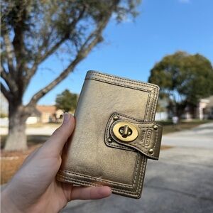 Coach Mini Gold Turnlock Planner Agenda